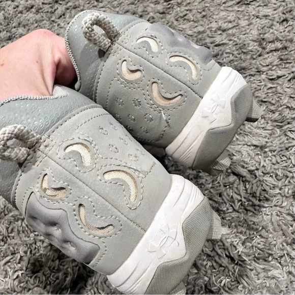 3/$15 Under Armour Harper 8 Low ST Baseball Cleats Light Gray Silver Shimmer - Picture 5 of 6